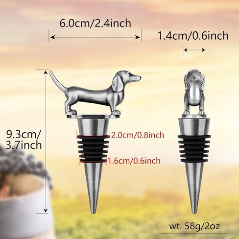 LKKCHER Dachshund Wine Stopper, Wine Gifts for Men Dad Women Sausage Dog Lovers, Bottle Stoppers for Wine Champagne, Birthday Gifts, Father Day Gifts, Christmas Gifts, Dark Silver in Saudi Arabia