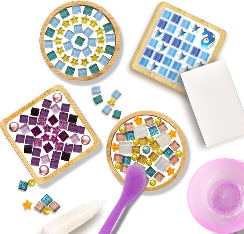 4 قطع من قواعد الأكواب التي يمكنك صنعها بنفسك مع بلاط فسيفساء زجاجي، طقم فسيفساء متعدد الألوان مع قاعدة من الخيزران، أعمال يدوية للفسيفساء للبالغين، حزمة مواد الحرف اليدوية، لوازم فسيفساء للأكواب هدية تزيين المنزل المصنوعة يدويًا in Kuwait