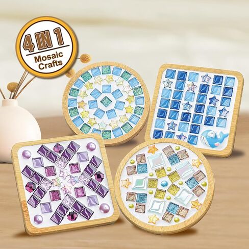 4 قطع من قواعد الأكواب التي يمكنك صنعها بنفسك مع بلاط فسيفساء زجاجي، طقم فسيفساء متعدد الألوان مع قاعدة من الخيزران، أعمال يدوية للفسيفساء للبالغين، حزمة مواد الحرف اليدوية، لوازم فسيفساء للأكواب هدية تزيين المنزل المصنوعة يدويًا in Kuwait