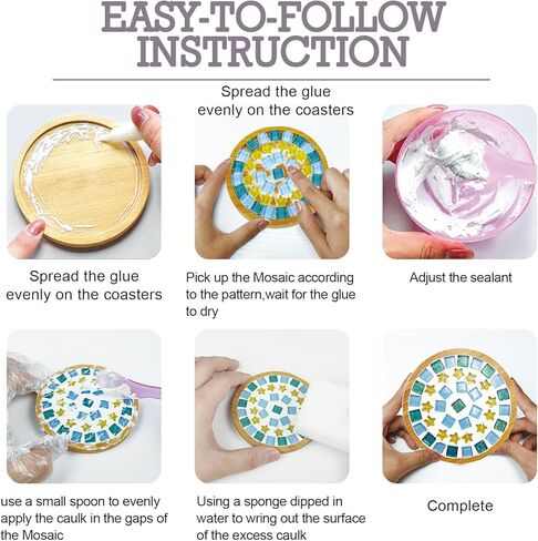 4 قطع من قواعد الأكواب التي يمكنك صنعها بنفسك مع بلاط فسيفساء زجاجي، طقم فسيفساء متعدد الألوان مع قاعدة من الخيزران، أعمال يدوية للفسيفساء للبالغين، حزمة مواد الحرف اليدوية، لوازم فسيفساء للأكواب هدية تزيين المنزل المصنوعة يدويًا in Kuwait