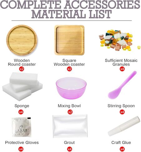 4 قطع من قواعد الأكواب التي يمكنك صنعها بنفسك مع بلاط فسيفساء زجاجي، طقم فسيفساء متعدد الألوان مع قاعدة من الخيزران، أعمال يدوية للفسيفساء للبالغين، حزمة مواد الحرف اليدوية، لوازم فسيفساء للأكواب هدية تزيين المنزل المصنوعة يدويًا in Kuwait