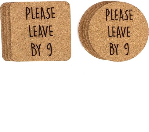 Funny Cork Coaster Set (Please Leave By 9 6pc Set, Square) in Kuwait