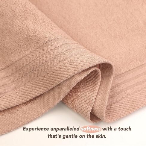 SERISIMPLE Premium Viscose Bamboo Washcloth Set - Pack of 4, 13x13 in Soft and Absorbent, Durable and Comfortable, Suitable for Body & Face, Baby and Adults (Pink/Stripes) in Kuwait