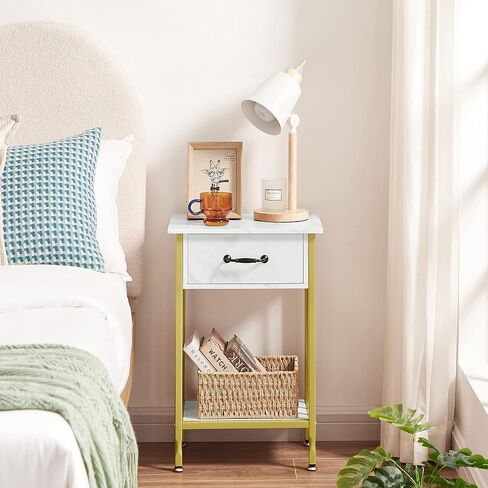 VECELO Nightstands, Industrial Side/End Tables with Drawer and Storage Shelf, Night Stands for Bedroom, Living Room, Wood Metal Furniture, Easy Assembly in Saudi Arabia