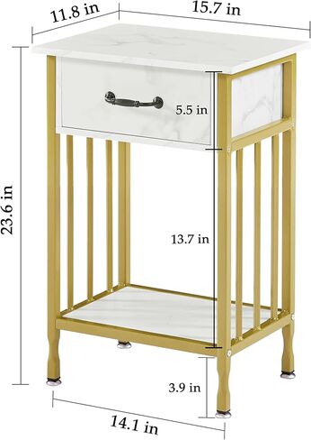 VECELO Nightstands, Industrial Side/End Tables with Drawer and Storage Shelf, Night Stands for Bedroom, Living Room, Wood Metal Furniture, Easy Assembly in Saudi Arabia