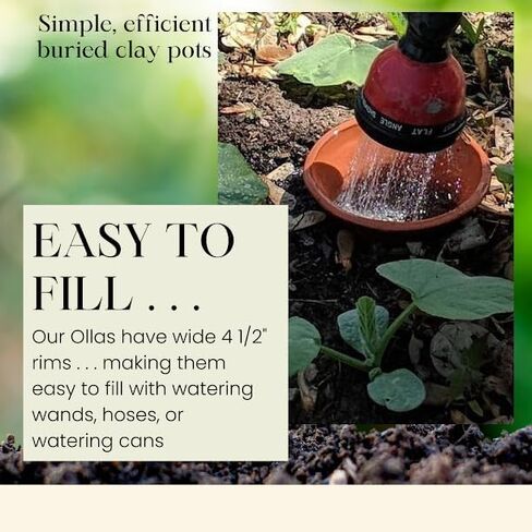 Large Olla Garden Watering Pot - 1.25 Gallon Terracotta Pot with Slate Blue Lid - Buried Porous Pots for Garden Irrigation - Low Tech-Highly Efficient Self Watering System for Garden in Saudi Arabia