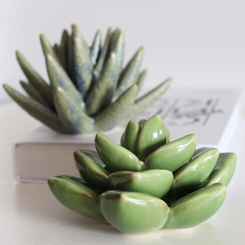 Ceramic Succulent Flowers Table Top with Stable Base, 3D Handmade Tablescape Decorative (Green) in Saudi Arabia