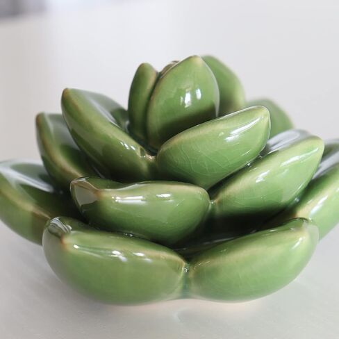 Ceramic Succulent Flowers Table Top with Stable Base, 3D Handmade Tablescape Decorative (Green) in Saudi Arabia