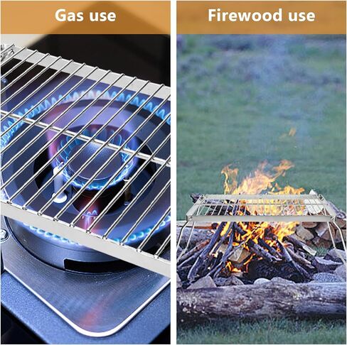 304 شواية من الفولاذ المقاوم للصدأ - شواية نار المخيم قابلة للطي - شبكة شواء نار المخيم فوق حفرة النار - مع حقيبة حمل - شواية حفرة النار لرحلات المشي لمسافات طويلة in Kuwait