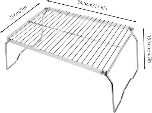 304 شواية من الفولاذ المقاوم للصدأ - شواية نار المخيم قابلة للطي - شبكة شواء نار المخيم فوق حفرة النار - مع حقيبة حمل - شواية حفرة النار لرحلات المشي لمسافات طويلة in Kuwait