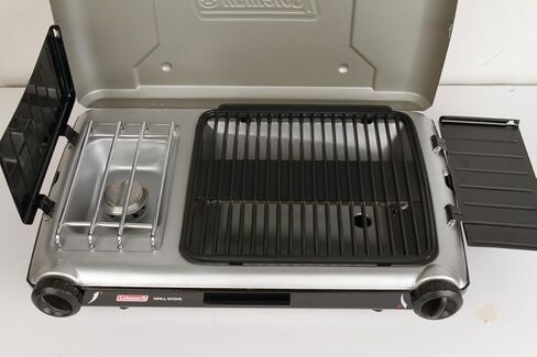 Coleman Tabletop 2-in-1 Grill & Stove with 2 Adjustable Burners, Propane Grill/Stove with Push-Button Starter, Wind Guards, Grease Tray, & 20,000 BTUs of Power for Camping, Tailgating, & More in Saudi Arabia