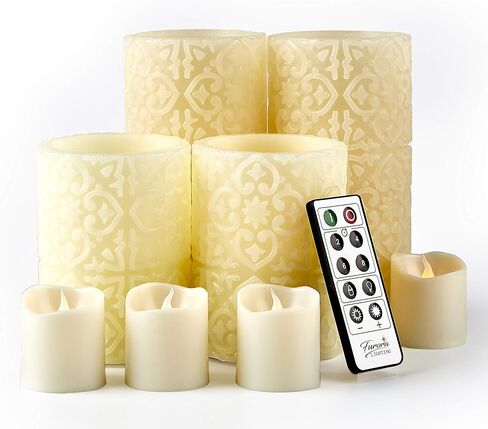 FURORA LIGHTING Pink Real Wax Flameless Candles with Remote and Timer, 4 Pillars and 4 Votives Pack of 8, LED Flickering Candles for Home Décor, Battery Included in Saudi Arabia
