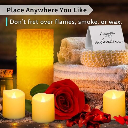 FURORA LIGHTING Pink Real Wax Flameless Candles with Remote and Timer, 4 Pillars and 4 Votives Pack of 8, LED Flickering Candles for Home Décor, Battery Included in Saudi Arabia