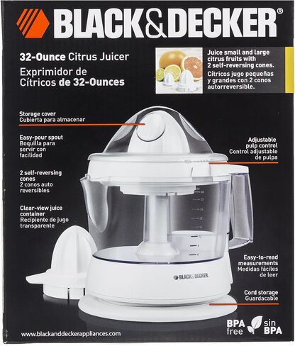 BLACK+DECKER CJ630 32-Ounce Electric Citrus Juicer, White in Saudi Arabia