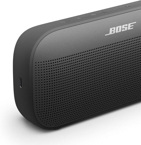مكبر صوت بلوتوث محمول Bose New SoundLink Flex (الجيل الثاني)، مكبر صوت محمول خارجي مع صوت هاي فاي، عمر بطارية يصل إلى 12 ساعة، مقاوم للماء والغبار، أسود in Saudi Arabia