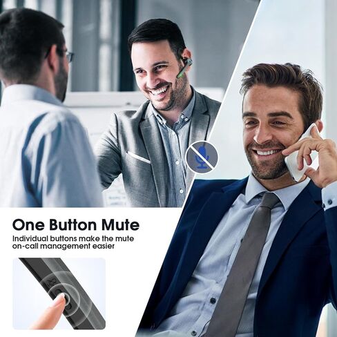 Bluetooth Headset, Wireless Bluetooth Earpiece with 500mAh Charging Case 72 Hours Talking Time Built-in Microphone for iOS Android Cell Phone, V5.1 Hand-Free Headphones for Trucker, Office(Gray) in Saudi Arabia