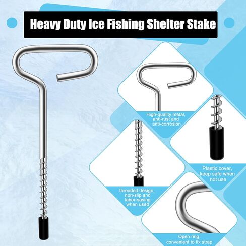 مجموعة أدوات مرساة الجليد 11 قطعة، مجموعة أدوات حفر مرساة الجليد من لوكسيف مراسي لخيمة صيد الجليد مع أكياس تخزين، 4 أشرطة من النايلون، 4P مسمار وتد، رأس محول 1/4 بوصة، محول مثقاب مرساة الجليد in Kuwait