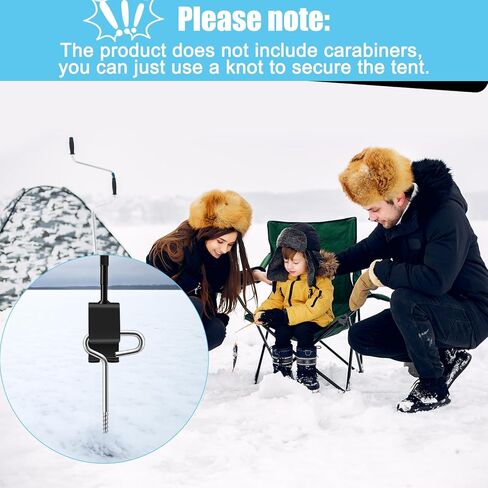 مجموعة أدوات مرساة الجليد 11 قطعة، مجموعة أدوات حفر مرساة الجليد من لوكسيف مراسي لخيمة صيد الجليد مع أكياس تخزين، 4 أشرطة من النايلون، 4P مسمار وتد، رأس محول 1/4 بوصة، محول مثقاب مرساة الجليد in Kuwait