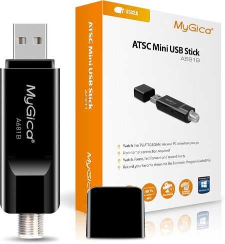 بطاقة موالف تلفزيون USB تناظري A681B، مشاهدة البث التلفزيوني المباشر الرقمي في أي مكان، تلفزيون ATSC عالي الدقة عبر الهواء مجانًا، محول موالف عصا HDTV اللاسلكي، هوائي تلفزيون USB لأجهزة الكمبيوتر المحمول بنظام Linux PC in Saudi Arabia