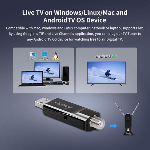 بطاقة موالف تلفزيون USB تناظري A681B، مشاهدة البث التلفزيوني المباشر الرقمي في أي مكان، تلفزيون ATSC عالي الدقة عبر الهواء مجانًا، محول موالف عصا HDTV اللاسلكي، هوائي تلفزيون USB لأجهزة الكمبيوتر المحمول بنظام Linux PC in Saudi Arabia