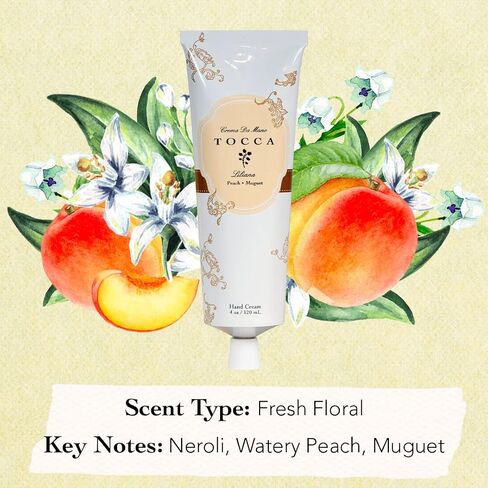 Tocca Crema de Mano Luxe, Liliana Hand Cream, 4 oz - Neroli, Watery Peach, Muguet - Moisturizing, Quick Absorbing in Saudi Arabia
