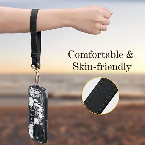 TiMOVO Clip & Go Strap Phone Lanyard، حزام الهاتف الخليوي مع حقيبة محفظة جلدية، حبل عالمي للهاتف حول الجسم قابل للتعديل حزام الرقبة متوافق مع معظم الهواتف الذكية، أسود in Saudi Arabia