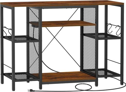 Snughome Fish Tank Stand, 40 Gallon Aquarium Stands with Charging Station, Adjustable Fish Tank Stand with Removable LED Light, Heavy Duty Metal Aquarium Stands with Storage, 43.3" x 17.72" x 31.1", Rustic Brown in Kuwait