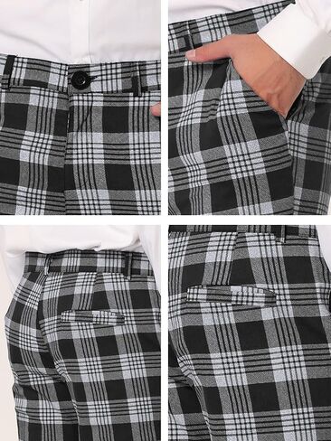 Lars Amadeus Men's Plaid Dress Pants Casual Slim Fit Checkered Business Trousers in Kuwait