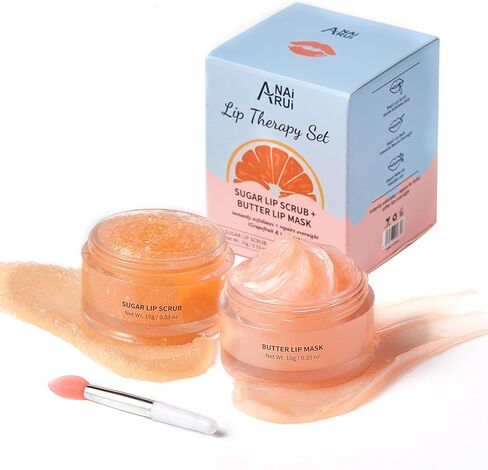 ANAI RUI Lip Therapy Set, Lip Scrub & Lip Mask, Overnight Hydrating Lip Moisturizer with Lip Exfoliator Scrub and Lip Sleeping Mask for Lip Plumping, Lip Gift Kit for Dry, Chapped, Dark Lips, Grape in Kuwait