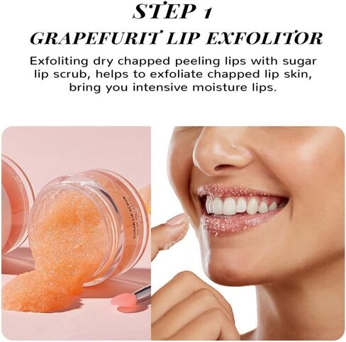 ANAI RUI Lip Therapy Set, Lip Scrub & Lip Mask, Overnight Hydrating Lip Moisturizer with Lip Exfoliator Scrub and Lip Sleeping Mask for Lip Plumping, Lip Gift Kit for Dry, Chapped, Dark Lips, Grape in Kuwait