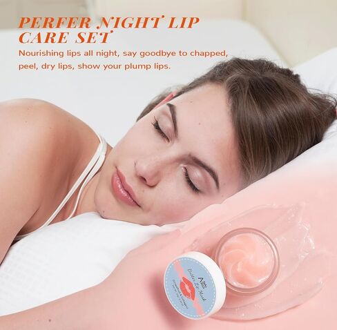 ANAI RUI Lip Therapy Set, Lip Scrub & Lip Mask, Overnight Hydrating Lip Moisturizer with Lip Exfoliator Scrub and Lip Sleeping Mask for Lip Plumping, Lip Gift Kit for Dry, Chapped, Dark Lips, Grape in Kuwait