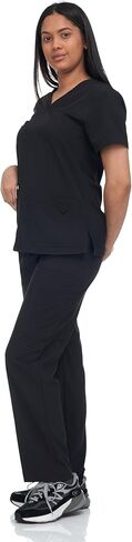 Scrub Set Top and Pants with 4 Pockets Stretch Fabric Lightweight Nurse Uniform Set for Home Attendant in Kuwait