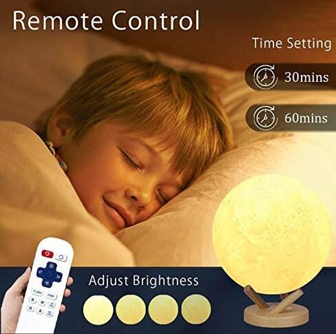 Moon Lamp, 16 Colors 3D Printed Moon Lights Kids Night Light with Stand, Time Setting, Remote & Touch Control, USB Rechargeable, Birthday Gifts for Boys Girls Friends Lover in Saudi Arabia