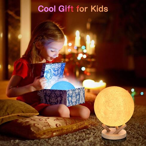 Moon Lamp, 16 Colors 3D Printed Moon Lights Kids Night Light with Stand, Time Setting, Remote & Touch Control, USB Rechargeable, Birthday Gifts for Boys Girls Friends Lover in Saudi Arabia