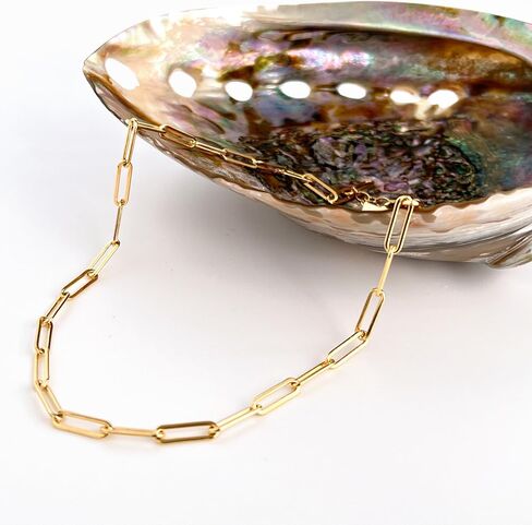 Paperclip Chain Necklace, Paper Clip Chain, 14k Gold Filled Large Link Chain Necklaces for Women Chunky, Heavy, Trendy Big Chain (Gold, 16+2) in Kuwait