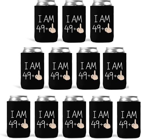 I Am 49 Plus Funny 50th Birthday Can Cooler Sleeves Insulated 12oz Beverage Beer Soda 50 Year Old Party Decorations Favors Supplies (Single Cooler) in Saudi Arabia