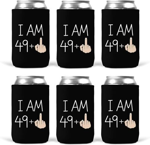 I Am 49 Plus Funny 50th Birthday Can Cooler Sleeves Insulated 12oz Beverage Beer Soda 50 Year Old Party Decorations Favors Supplies (Single Cooler) in Saudi Arabia