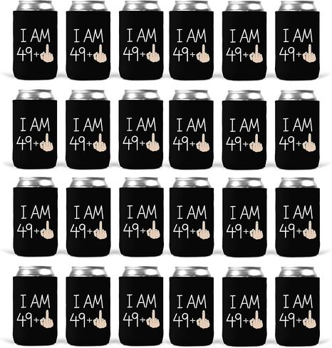 I Am 49 Plus Funny 50th Birthday Can Cooler Sleeves Insulated 12oz Beverage Beer Soda 50 Year Old Party Decorations Favors Supplies (Single Cooler) in Saudi Arabia