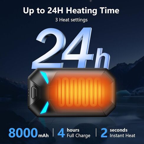 Hand Warmers Rechargeable 2 Pack,Electric Hand Warmers 8000mAh,20Hrs Long Safe Rechargeable Hand Warmer,Birthday Gifts for Men & Women, Hunting Gear,Camping Essentials,Travel Essentials in Saudi Arabia