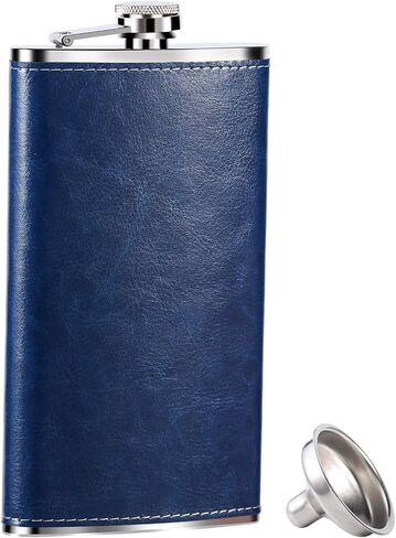 GENNISSY 12 OZ Hip Flask - Classic Silver Stainless Steel Flasks for Liquor with Funnel(12OZ Pink Leather) in Saudi Arabia