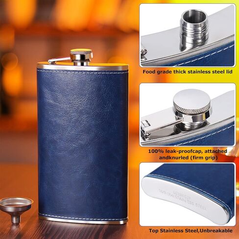 GENNISSY 12 OZ Hip Flask - Classic Silver Stainless Steel Flasks for Liquor with Funnel(12OZ Pink Leather) in Saudi Arabia