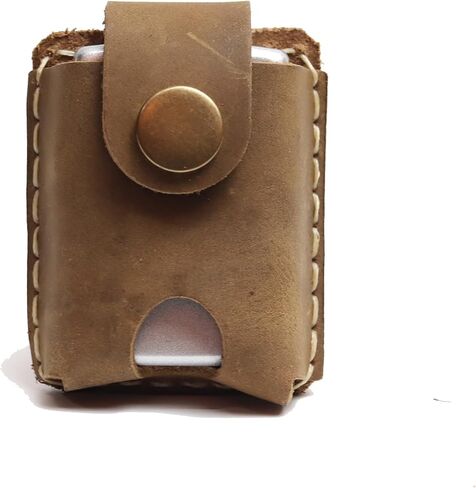 Handmade Vintage Genuine Leather Lighter CaseHand-stitched Lghter shell Cover Lighter Holder Belt Case (Light Brown) in Saudi Arabia