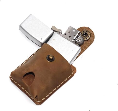 Handmade Vintage Genuine Leather Lighter CaseHand-stitched Lghter shell Cover Lighter Holder Belt Case (Light Brown) in Saudi Arabia
