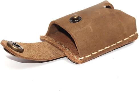 Handmade Vintage Genuine Leather Lighter CaseHand-stitched Lghter shell Cover Lighter Holder Belt Case (Light Brown) in Saudi Arabia