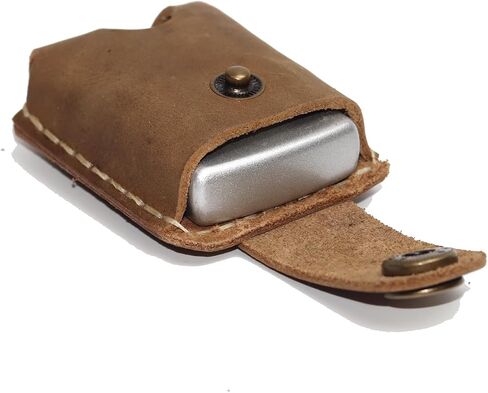 Handmade Vintage Genuine Leather Lighter CaseHand-stitched Lghter shell Cover Lighter Holder Belt Case (Light Brown) in Saudi Arabia