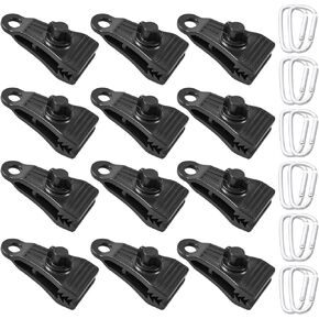 Upgrade Large Tarp Clips Heavy Duty Lock Grip -Total 24 PCS Tarp Clamps Thumb Screw Tent Fasteners Clips with Carabiner for Camping Awnings Caravan Canopies Car Truck Swimming Pool Boat Cover Clips
