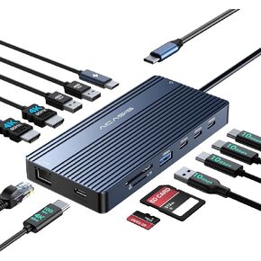 USB C Docking Station Dual Monitor HDMI 4K@60HZ,ACASIS 14 in 1 Laptop Dock with 10Gbps(USB C Video+Data,3*USB C,USB A) Ethernet,100W PD,SD/TF,3.5mm Audio Laptop Docking Station for Dell/HP/Mac pro