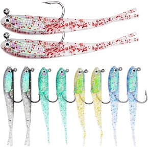 10 Pcs Pre-Rigged Jig Head Soft Fishing Lures kit, Flexible X-Tail Soft Plastic Swimbaits Special Tail Fishing Bait for Bass Trout Fishing for Freshwater Saltwater