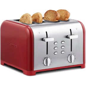 Kenmore 4-Slice Toaster, Stainless Steel, Dual Controls, Extra Wide Slots, Bagel and Defrost Functions, 9 Browning Levels, Removable Crumb Trays, for Bread, Toast, English Muffin, Toaster Strudel
