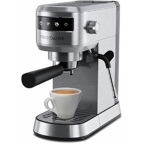 Frigidaire 20 Bar Small Espresso Machine with Milk Frother and Tamper - Makes Cappuccinos, Lattes, and More, Stainless Steel